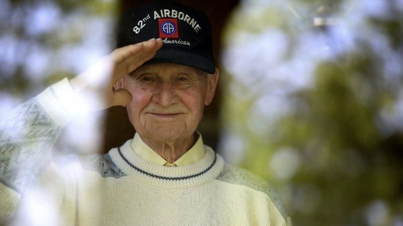 Henry Langrehr saluting